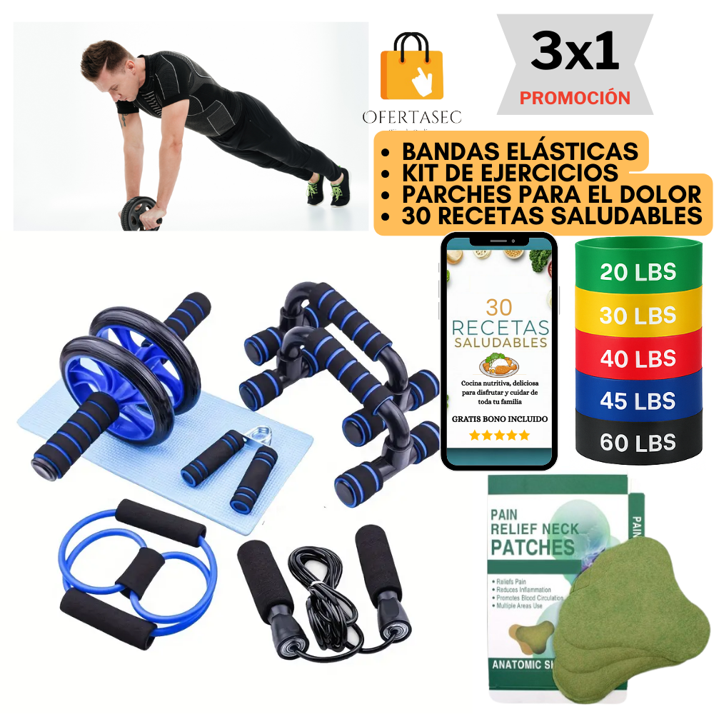Kit De Ejercicios + Bandas Elásticas + Parches