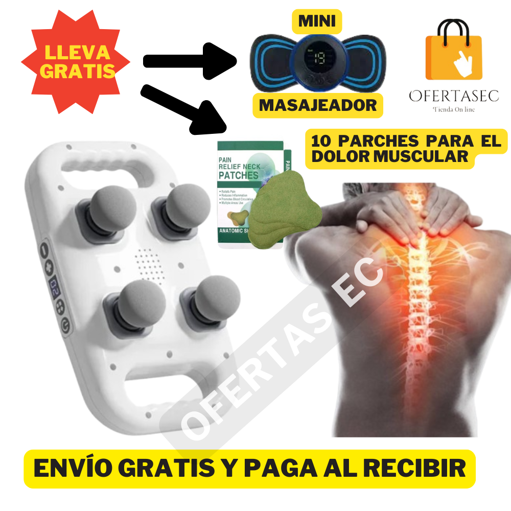 Pistola De Masaje Pro – 4 Cabezales + Parches Para El Dolor + Masajeador Mariposa